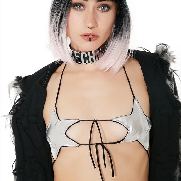 Dolls Kill Other - Current Mood Backroads Bra in Chrome